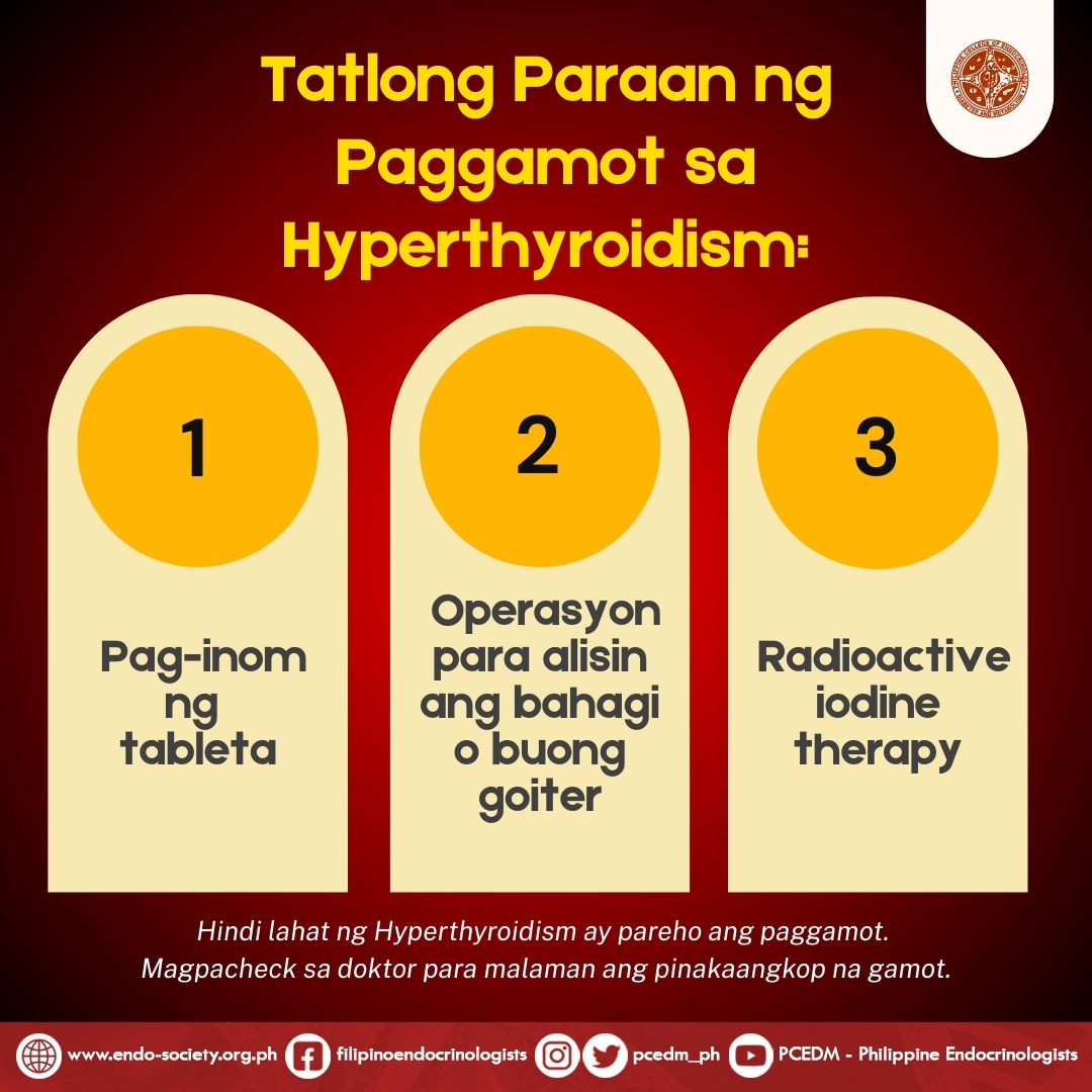 Hindi lahat ng Hyperthyroidism ay pareho ng treatment.

Magpa-check sa Doktor para malaman ang angkop na gamot. 🩺

READ MORE ABOUT HYPERTHYROIDISM: drive.google.com/file/d/1Ry8rh6…

#Hyperthyroidism
#PCEDM