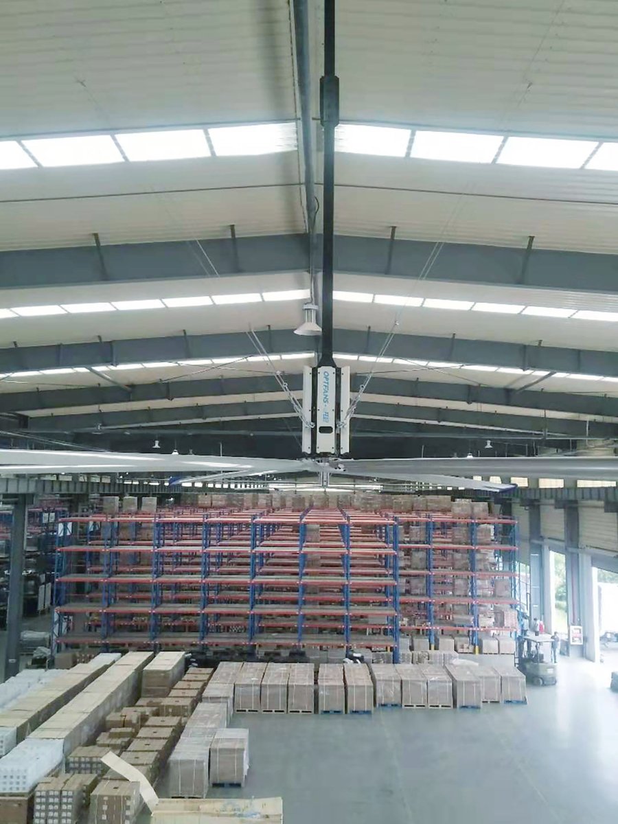 hccoptfan's tweet photo. HVLS ceiling fans delivering uniform ventilation for large-scale logistics and warehousing operations. #OPTFANS  #HVLSFans  #IndustrialFans https://t.co/GF44hbZwQI