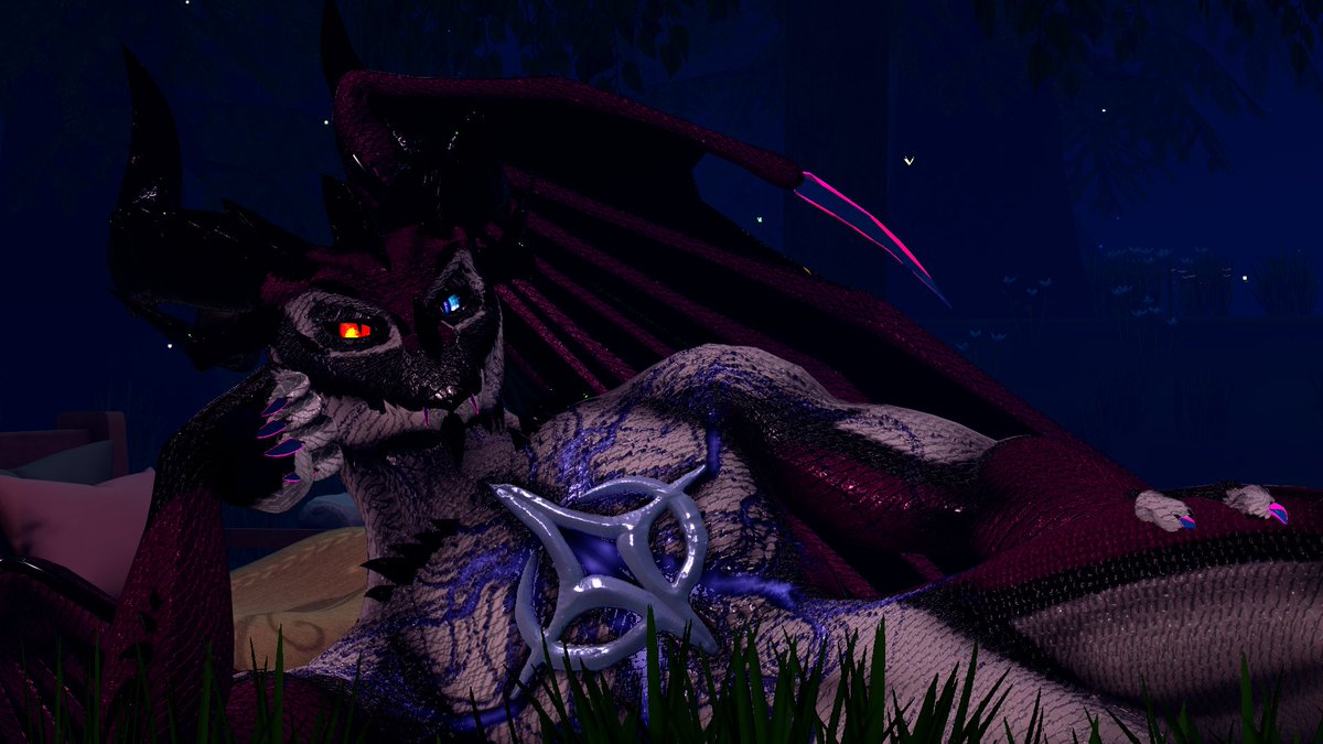 Laying under the stars.

Inadra base by <a href="/XAlexandrowichX/">Angelboy</a> 

#dragon #furryartwork #goth #VirtualPhotography