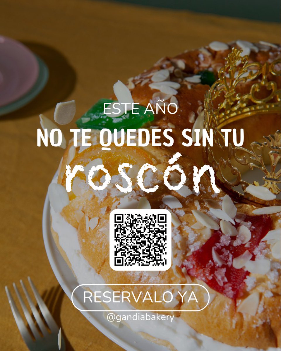 ✨ Ya están abiertas las reservas de nuestro Roscón de Reyes ✨
Este año elaboramos solo 20 unidades, de forma artesanal para el día 6 y en cantidad muy limitada.

📲 Escanea el código QR para hacer tu reserva
⏳ Cuando se complete el cupo, se cerrarán las reservas