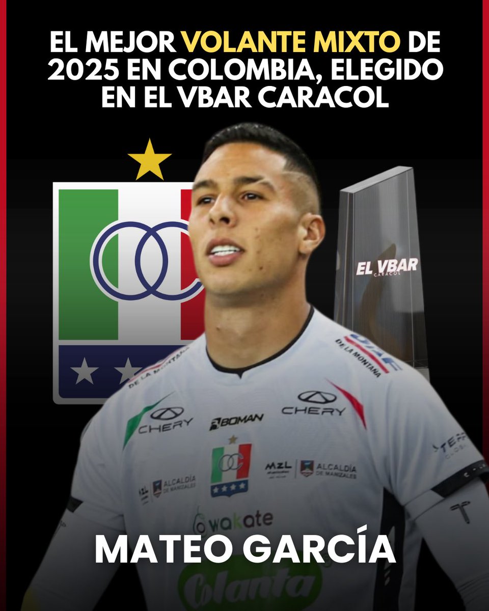 🚨⚪️¡MATEO GARCÍA ES ELEGIDO EL MEJOR VOLANTE MIXTO DE 2025 EN COLOMBIA!

👉El jugador de Once Caldas se impuso por muy pocos votos sobre Yilmar Velásquez (Santa Fe) en el sondeo de #ElVbarCaracol

📻TODOS los detalles de la bolsa de jugadores, aquí: acortar.link/HX1JM0