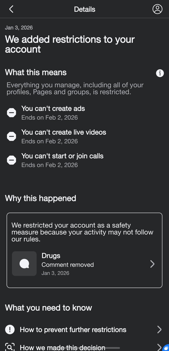 RubySoFlo's tweet image. This is one of several reasons why I hate #Facebook. I happen to see a stupid question on my feed and replied with my honest answer: Cigarettes and meth. I smoke cigarettes, and I have been to rehab for the latter. Here comes Facebook, punishing me for bringing awareness! 🖕🏽#FB