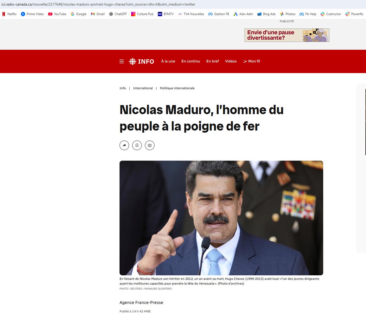 Putain, c'est encore cette saloperie d'AFP derrière cet article de merde repris par Radio-Canada.