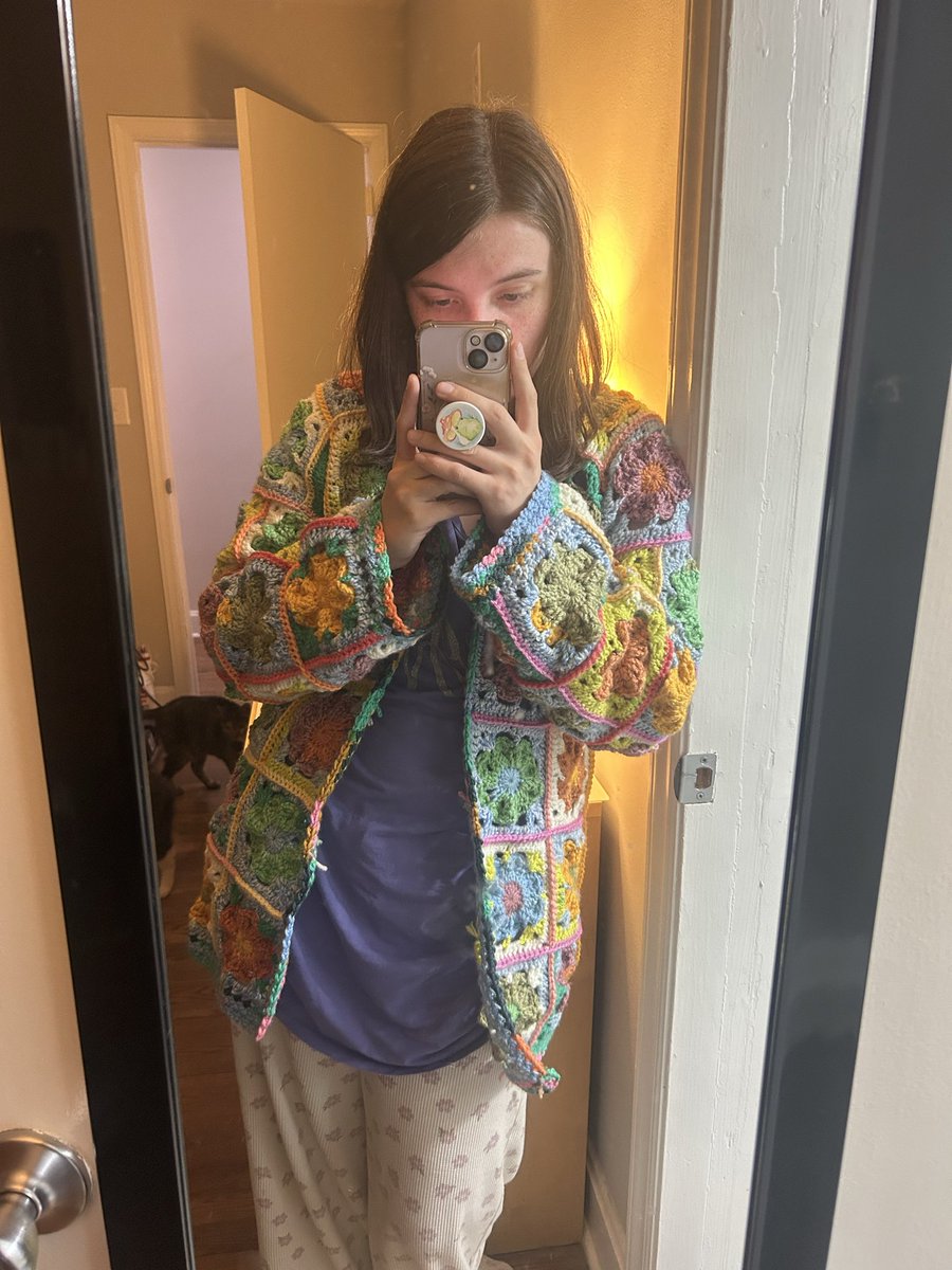 “Poison Paradise” Cardigan.
It’s based off of the 50th Hunger Games arena as well as the clothing style that seems to be made in this movie!

Might add pockets with the cornucopia on them. Idk