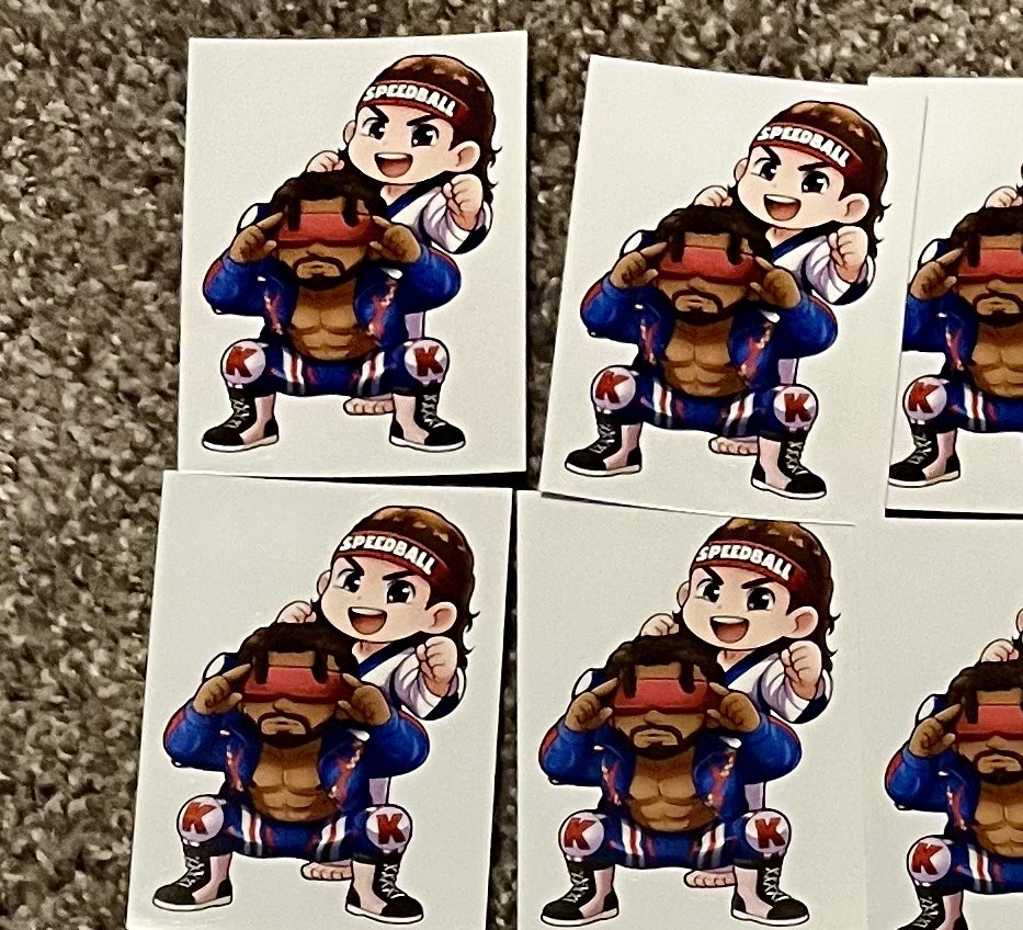 asukascity's tweet image. Speedball took my sticker and put it on the apron!!! #aewcollision