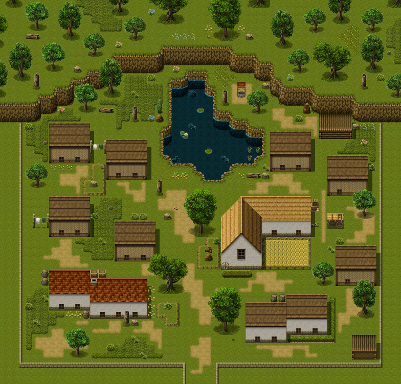 CreatorHoneoEX's tweet photo. エンシェントタイル素材セットを用いた村マップです。

#ゲーム制作 #indiegame https://t.co/z7px3n3pQb
