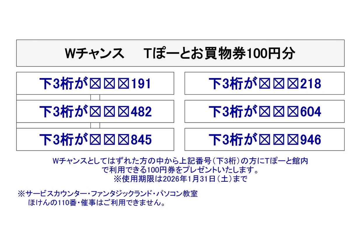 公式】Tぽーと広報部 в X: „【お知らせ】 本日はラッキー抽選会の発表