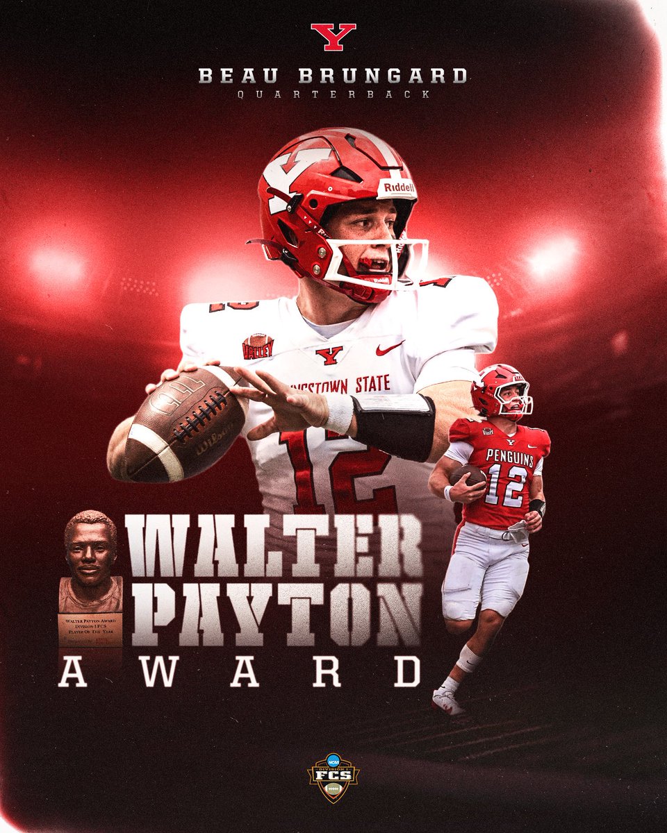 NCAA_FCS's tweet image. RELEASE THE BEAU AND ARROWS 🏹

Congratulations to Beau Brungard on being named the 2025-26 Walter Payton Award Winner! 🏆 

#FCS