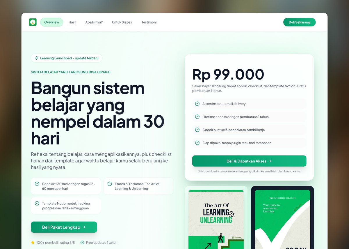 Mumpung masih vibes tahun baru.
Learning Launchpad ada diskon 50% (sampai 6 Januari)

Pakai voucher saat checkout: MQP4USE

Kalau resolusi 2026 lo ada kata "belajar" di dalamnya, gas cek → panduancod.ing/learn