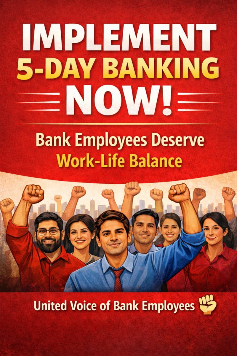 VerenkarPooja's tweet photo. #5DayBankingNow
5-Day Banking is not a luxury, it is a necessity Bank employees also deserve work-life balance.
We demand immediate action https://t.co/AtRdodkVJV