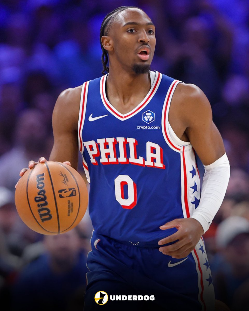 UnderdogNBA's tweet image. Tyrese Maxey's last 6 games at Madison Square Garden (including playoffs):

36 PTS
30 PTS
30 PTS
46 PTS
35 PTS
33 PTS