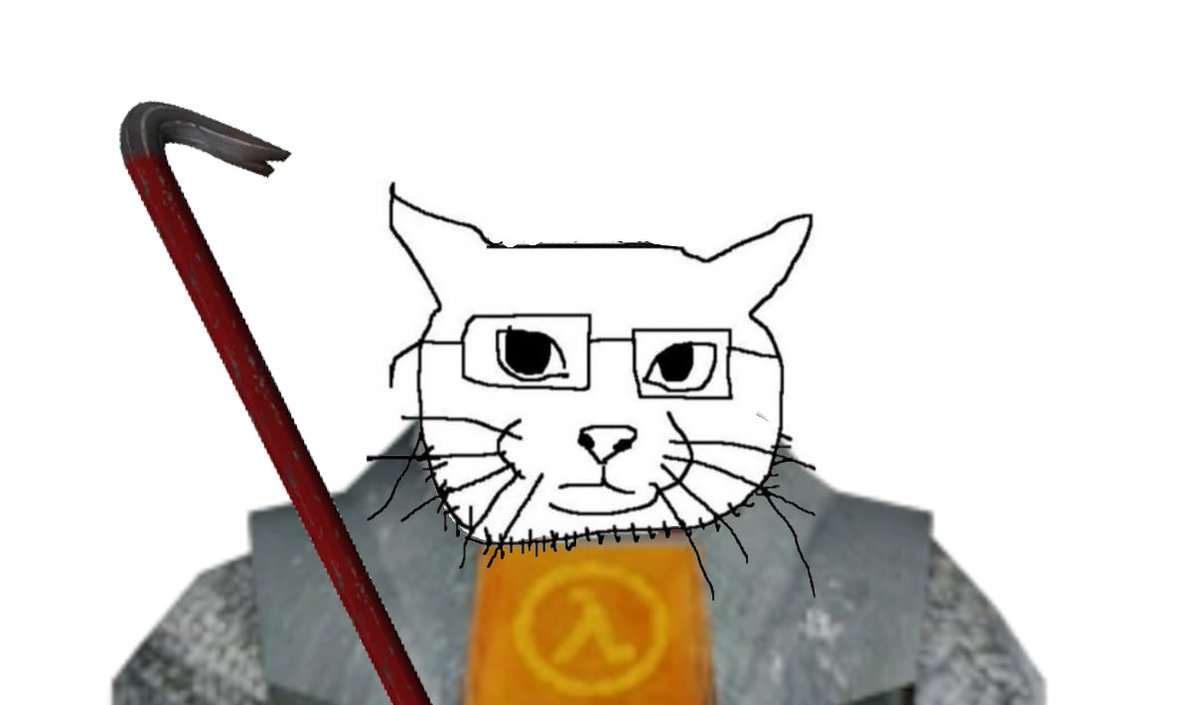 sevenlovesmen's tweet image. I don't really have any comments on this discourse but the cat on the left looks like Gordon Freeman to me. Does anyone else see it