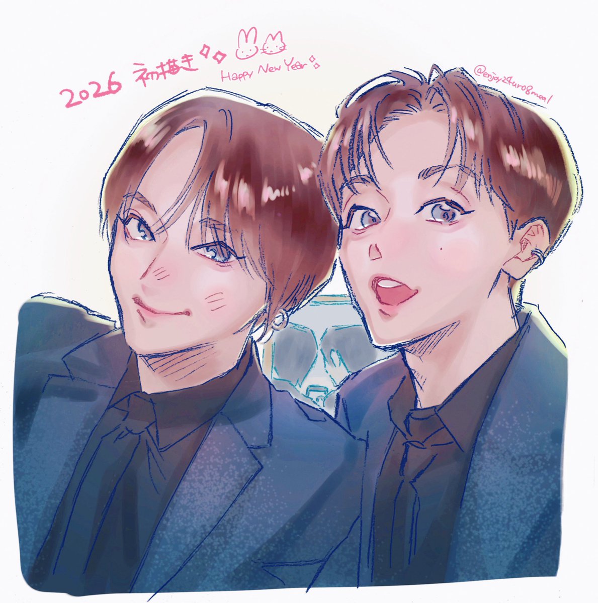幸先良すぎる2026 初描き🐇🐈‍⬛✨

#sujufanart 
#eunhyuk #은혁 #yesung #예성
