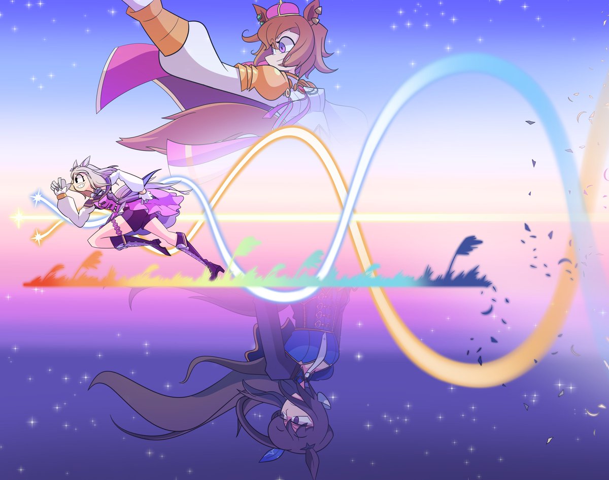 'To run down the Rainbow Road...'

A nice comm piece for <a href="/WaterBarrels/">WaterBarrels</a>, featuring Narita Top Road, TM Opera O and Admire Vega. Thanks for commissioning :o