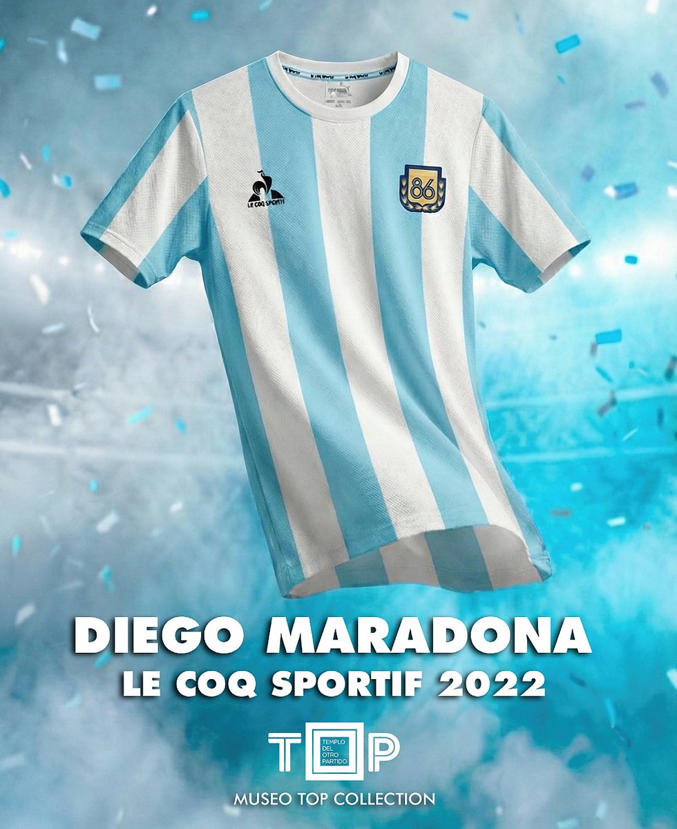 MuseoTOP's tweet image. 03-01-2026. Homenaje a Maradona 86: La camiseta Le Coq Sportif "Coronados de Gloria" (2022) brilla en el TOP, el Museo de Marketing Deportivo de Claudio Destéfano. Historia completa en Instagram 👉 @museoTOP. Contenido: @mlopezarce #Maradona #LeCoqSportif #Argentina86 #MuseoTOP