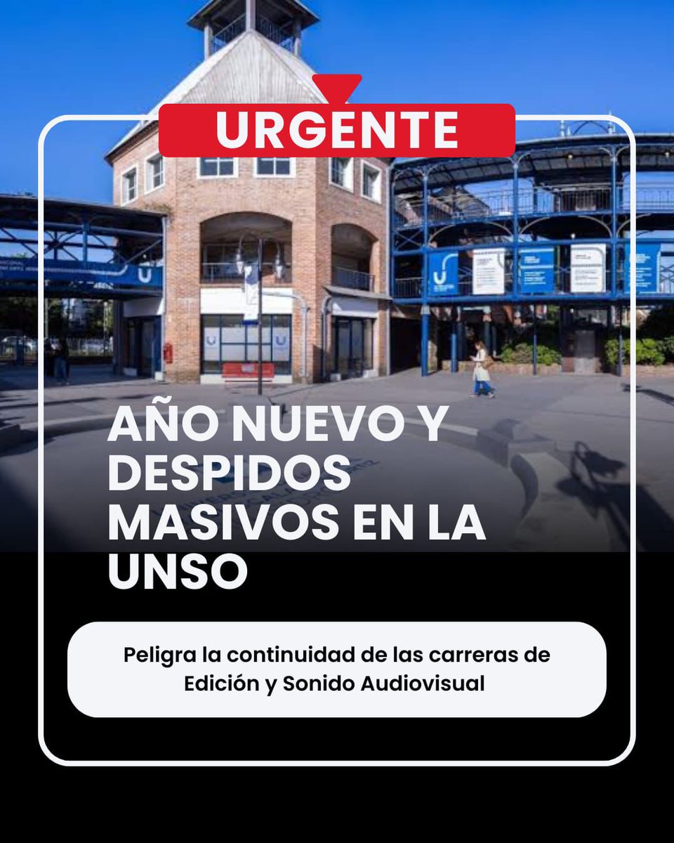 mgdocumentales's tweet image. AÑO NUEVO Y DESPIDOS MASIVOS EN LA UNSO: 
PELIGRA LA CONTINUIDAD DE LAS CARRERAS AUDIOVISUALES