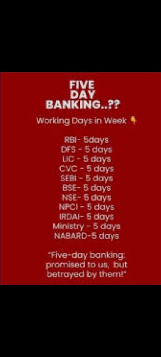 #5DayBankingNow
Why this betrayal???
Implement 5 day banking
<a href="/DFS_India/">DFS</a> <a href="/BankBoardBureau/">Banks Board Bureau</a>