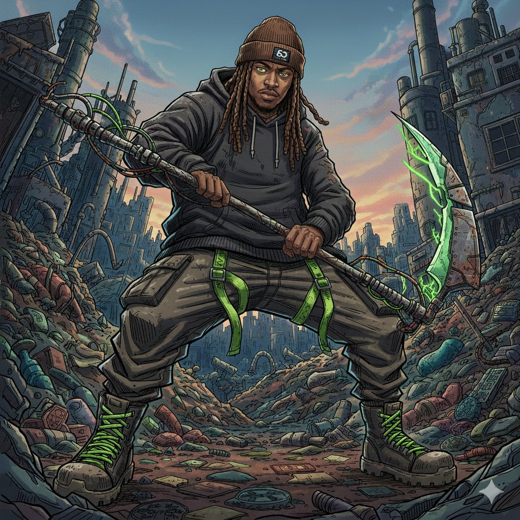 Experimenting with Kei Urana’s gritty, graffiti-punk aesthetic! 🎨 I wanted to bring myself into the world of Gachiakuta—heavy linework, oversized techwear, and a custom Scythe Jinki. The detail on the 'reclaimed' weapon parts was the best part of this build. Who else is hyped https://t.co/kndtjtHYuc