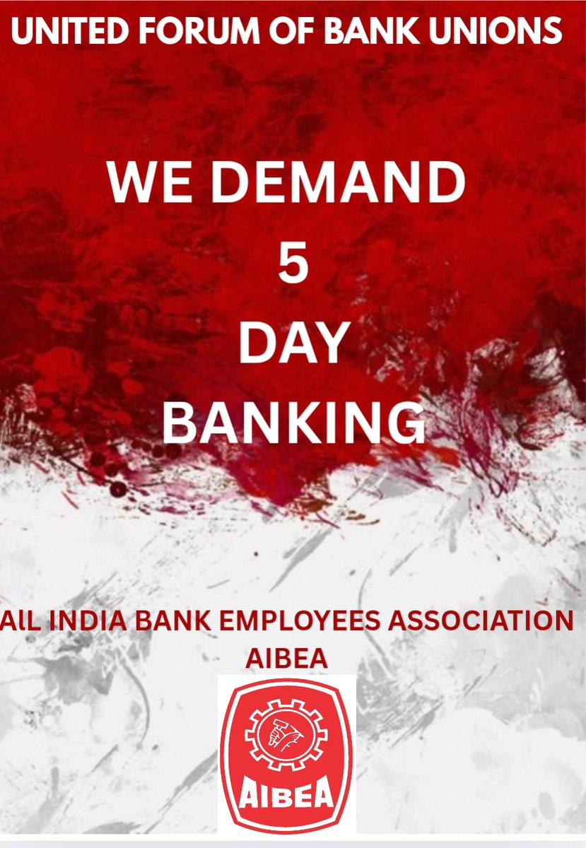 #5DayBankingNow
<a href="/DFS_India/">DFS</a> <a href="/nsitharaman/">Nirmala Sitharaman</a> <a href="/nsitharamanoffc/">Nirmala Sitharaman Office</a> <a href="/IbaChairman/">Chairman IBA |Stay Home Stay Safe</a> <a href="/ChiefIba/">IBA_Chief_Executive</a>
 
Most Bank Employees in India works 9-9, we need rest, we also have families and social life. Introduce 5 days Banking.