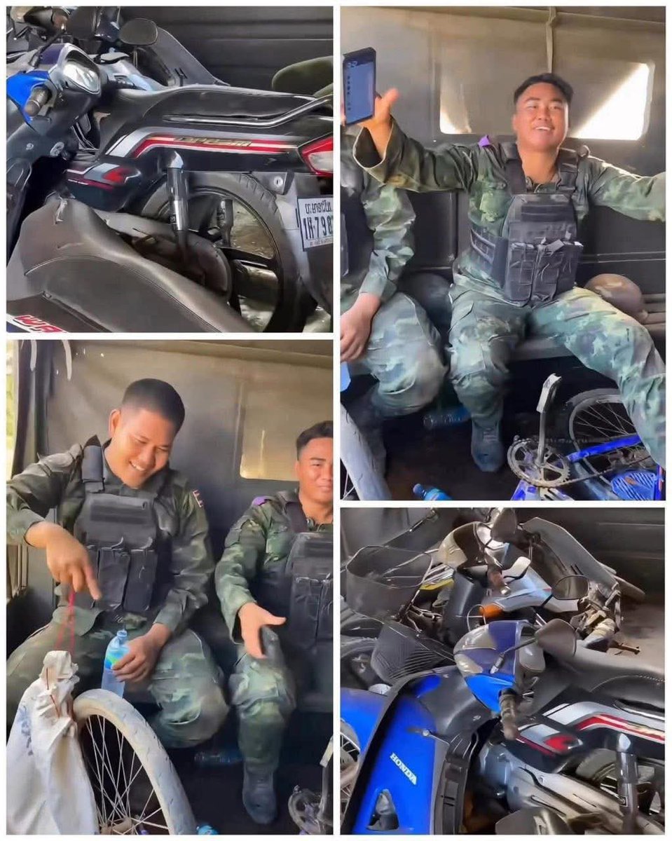 noansereiboth's tweet image. According to the Cambodian Interior Ministry, during border clashes, Thai armed forces cut the locks of Cambodian civilian homes in Sangkum Thmei village, Pursat province, and seized four motorcycles and two village garbage carts.