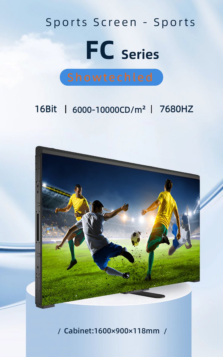 EshterWo's tweet image. Experience unmatched clarity with our FC Series Stadium Sports LED Screen: P5-P10 pixel pitch, 1600x900mm, 6,000-10,000cd/sqm brightness, 7680Hz refresh, FCC/CE/EMC certified!
#StadiumLED
#SportsLED
#outdoorleddisplay
#WaterproofLED
#showtechled