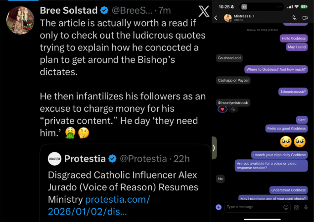 ThatMistress_B's tweet photo. Bree Solstad scandalized and offended that a man who secretly engaged in inappropriate sexual exchanges online while posing as a Catholic apologist is still around posing as a Catholic apologist! The irony here is beyond words!
SHE DID/DOES THE SAME THING!!! https://t.co/5ZBDnVSswm