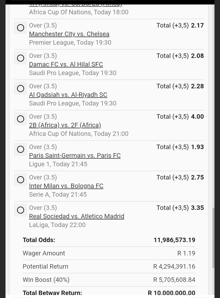 Once you bet this slip consider yourself lucky today 💥💥💥💥you'll thank me later 

Kickoff 👉🏽 13h30 
BookingCode 👉🏽 BW2F2922D3
