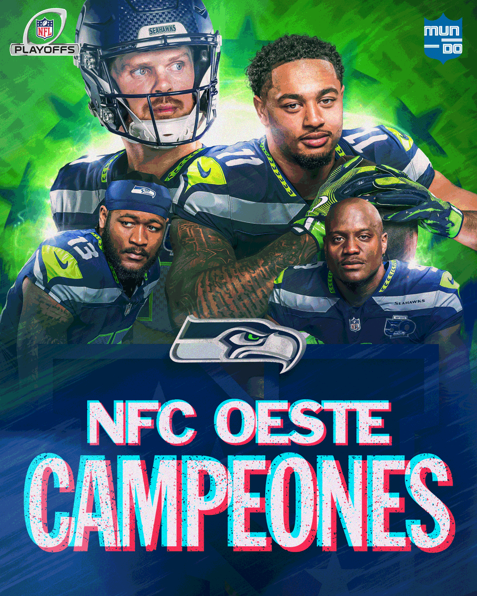 MundoNFL's tweet photo. ¡LOS SEAHAWKS GANAN LA NFC OESTE! 🔵🟢🏆

Seattle es campeón de su división por primera vez desde la temporada 2020.

#MundoNFL #Seahawks https://t.co/rNrAL0TePs