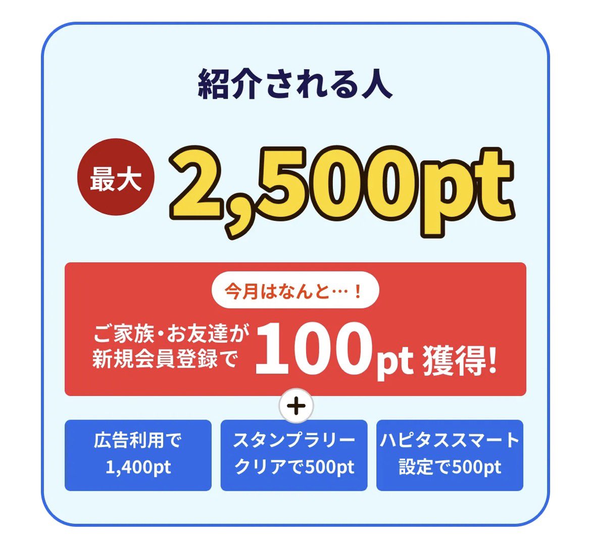 roku6po's tweet image. ／
1月はハピタス新規登録で
最大2,500円分ptが貰える🎉
＼

・紹介コード ▶︎ XIYILI
・紹介URL ▶︎ hapitas.jp/appinvite/?i=2…

上記いずれかを利用で
紹介経由での登録になるよ♪

通販サイトでのお買い物や会員登録も
ハピタス経由でどんどん貯まる😍

#ハピタス紹介コード