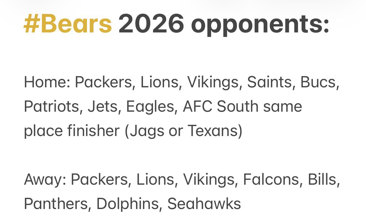 usaydkoshul's tweet image. For those who want to know what the #Bears 2026 regular season looks like: