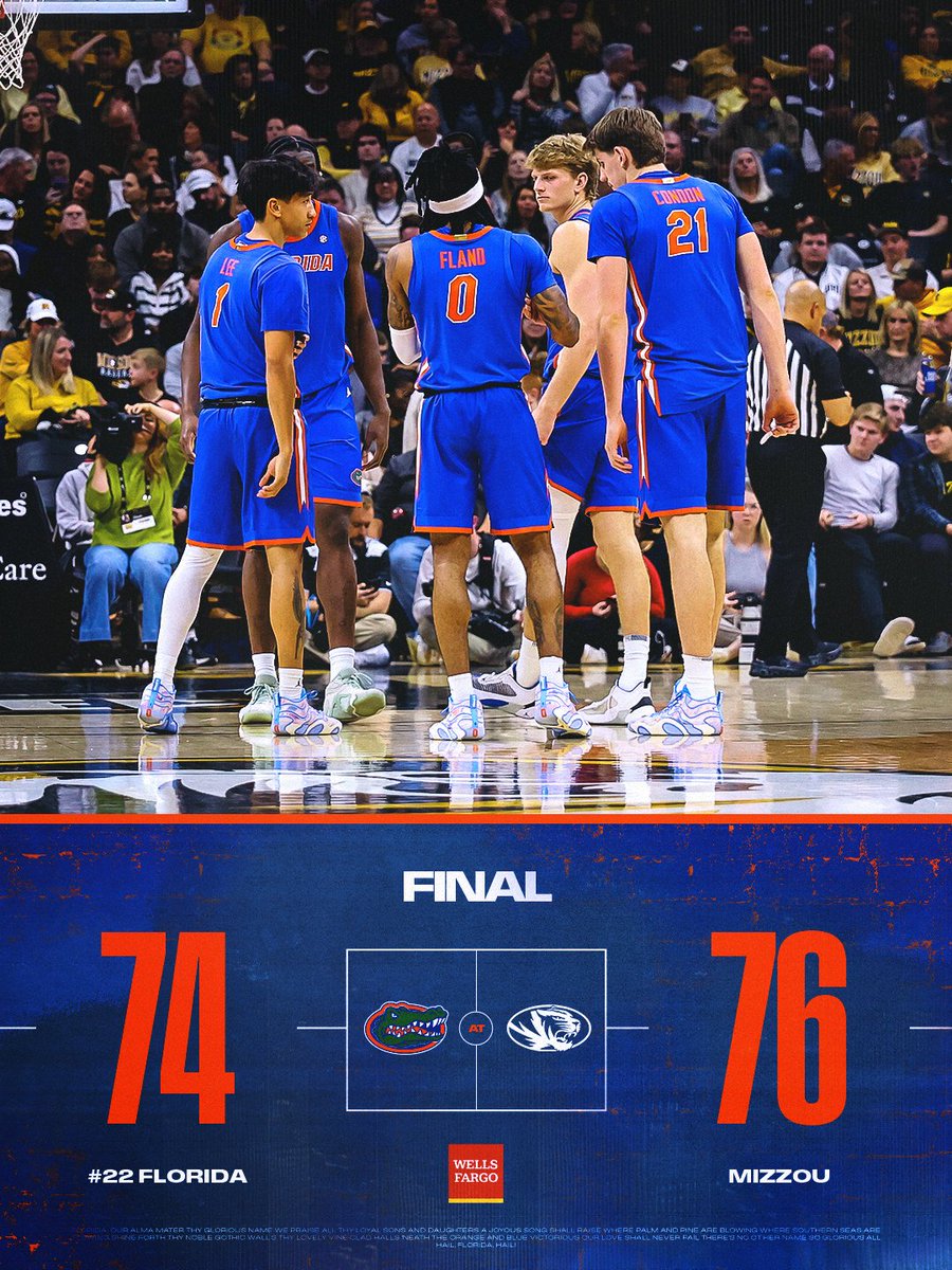 GatorsMBK's tweet image. Final from Mizzou

#GoGators | @WellsFargo