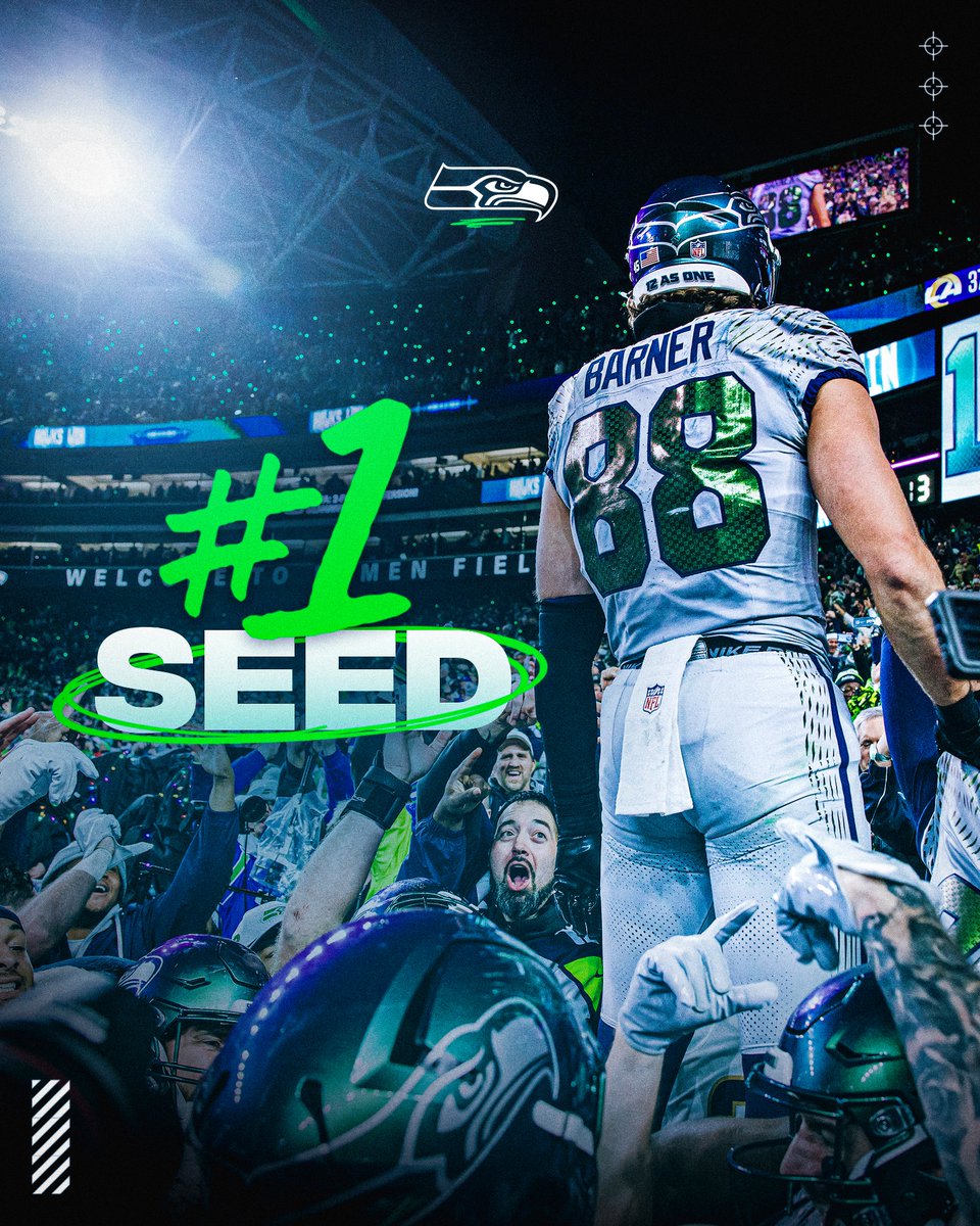 Seahawks's tweet image. No. 1 SEED ‼️