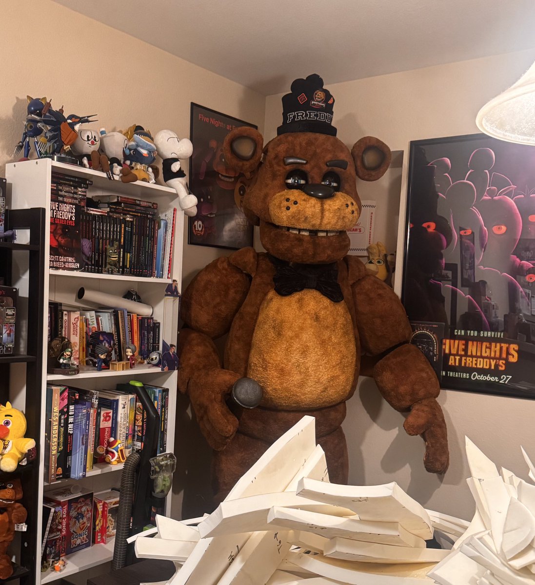 To the people that ask where I store my suits when they’re not in use: Freddy is currently posted up across from the kitchen