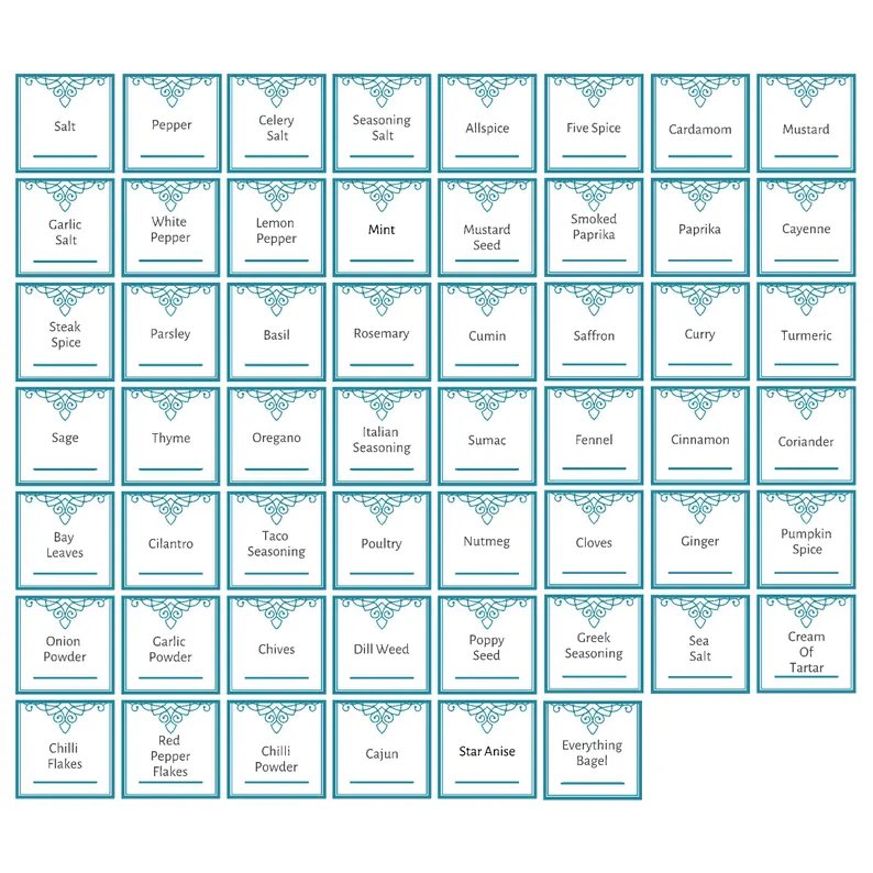 Turn your spice cabinet from chaos to kitchen elegance✨ This 54-piece spice label set features stunning blue patina decorative borders.  This set is durable, stylish, and ON SALE 🤩 👇 

getdecaled.etsy.com/listing/443482…

#SpiceLabels #KitchenOrganization #PantryGoals