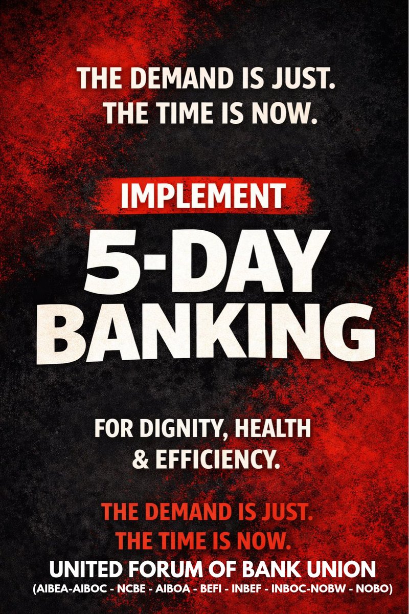 Bank employees deserve work-life balance, not burnout.
Efficiency doesn’t come from exhaustion.
It’s time.
#5DayBankingNow