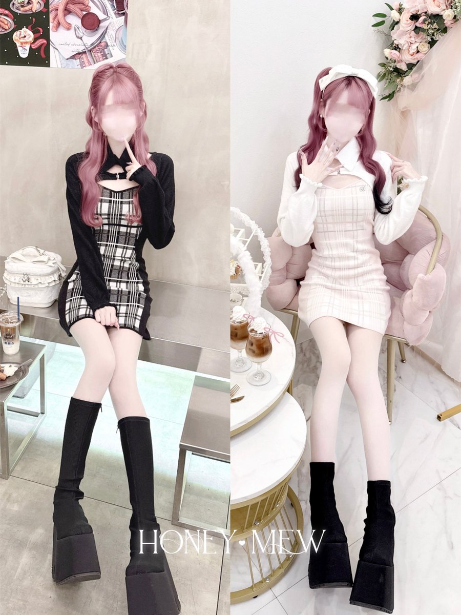 HONEY MEW ハニーミュウ checkアンサンブルワンピース ┈ ♥︎ 𝑵𝒆𝒘 𝑨𝒓𝒓𝒊𝒗𝒂𝒍 ♥︎ ┈ Check Layered Ensemble One