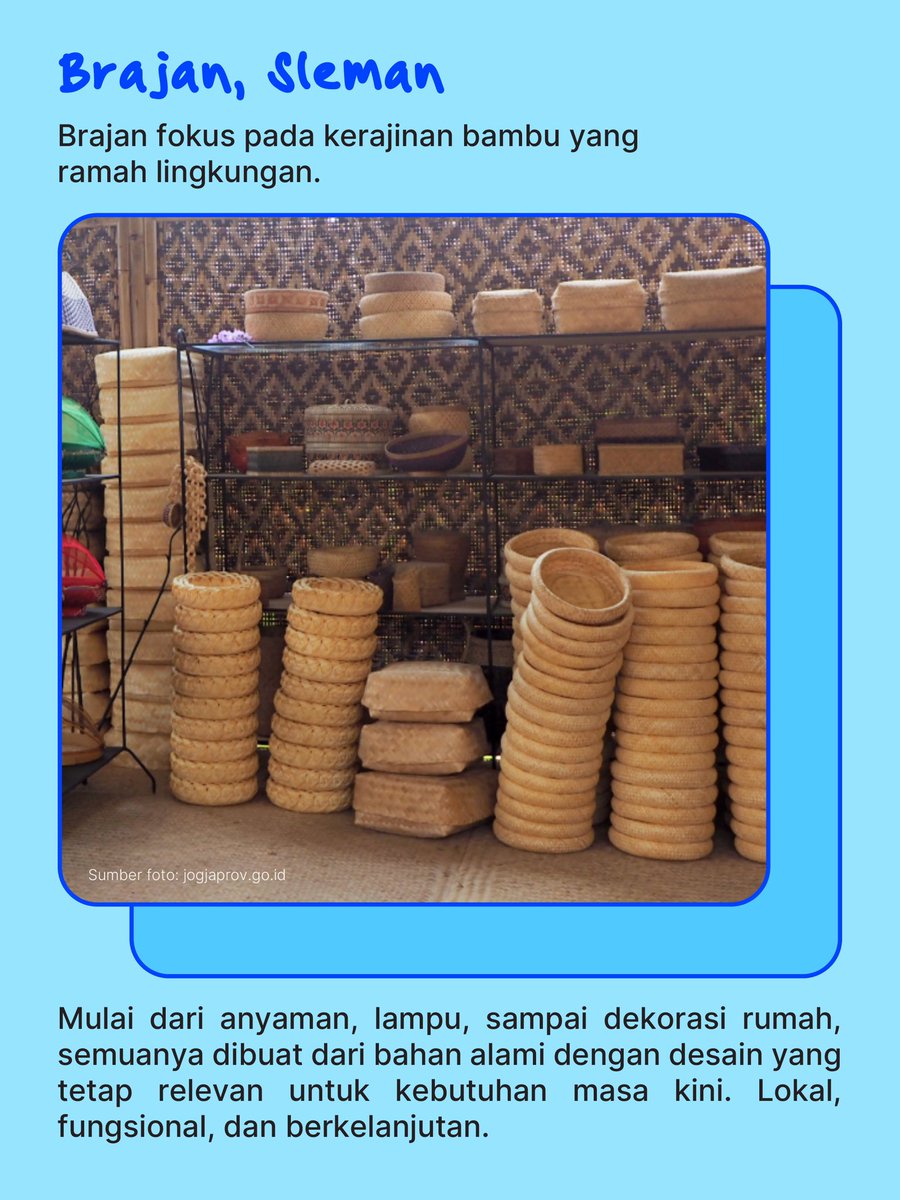 ekraf_ri's tweet photo. Swipe untuk kenalan lebih dekat dengan desa kreatif di Jogja, ya! π
#WeekendCreate #Nataru2025 #EkonomiKreatif https://t.co/pTrq7xS0nW