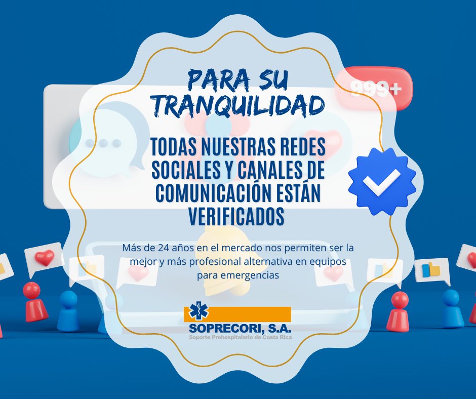 Les recordamos que todas nuestras Redes Sociales y Canales de Comunicación se encuentran verificados. Puede gestionar sus compras en nuestra Tienda en Línea: soprecorienlinea.com
Grupo SOPRECORI, S.A.