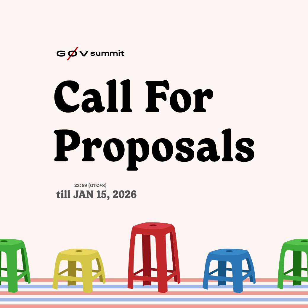 🔥 Call for Proposals: g0v Summit 2026

We are looking for talks on open government, #civictech, and grassroots action! #🪑InviteYourself to Taipei to weave the future of civic space.

📍 Taipei, Taiwan | May 23–24, 2026 
⏰ Deadline: Jan 15, 2026 (23:59 UTC+8)
