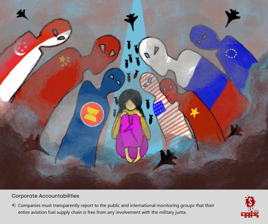 bloodmoney22222's tweet photo. Corporate Accountabilities
#CloseTheSky #SanctionAviationFuel #StopJetFuelSalesAndShipmentInsuranceToMM #BusinessAndHumanRights #WhatsHappeninglnMyanmar #BloodMoneyCampaignMM https://t.co/6jgSps9G9F