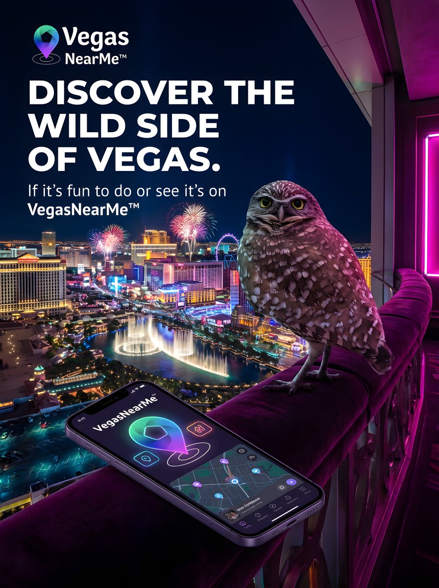 VegasNearMe's tweet image. On our walk to LVCC we spotted a Burrowing Owl (Athene cunicularia) here in Vegas... On the Strip!  After a short photo session with the owl we signed it to our advertising contract  and are now featuring it as our temporary mascot.

#VegasOwl #VegasStrip #VegasNearMe #CES2026