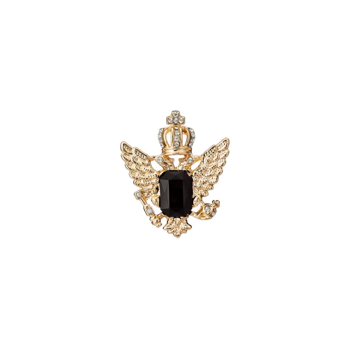 junhanfits's tweet image. KhuWan Crystal Crown Eagle Brooch in Gold