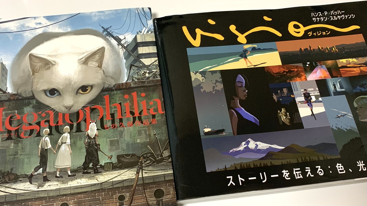 気になってた「ヴィジョン」をついに入手
曰く『本書で教えたいのは、メディアに関わらず当てはまる、非常に基礎的なことだ。(中略)それは、ヴィジュアルでストーリーを語るための「見方と考え方」だ。』と
これでもう一段強くなれる気がする

もの久保先生の画集は一目惚れして購入