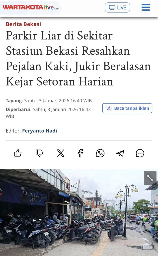 txtdrbekasi's tweet image. Trotoar dirapihin cuma buat nambah lahan parkir 🤣