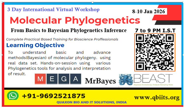 italentpitch's tweet photo. Link https://t.co/MvgsLLMZE4
Inviting all Life science peoples to 3 Day Virtual workshop on Molecular Phylogenetics 8-10 Jan 26.

#EmpowerWithEducation #skillup #botany #zoology #evolution #microbio #omics #bioinformatics #JanaNayaganTrailer https://t.co/zLUzTSFDFU