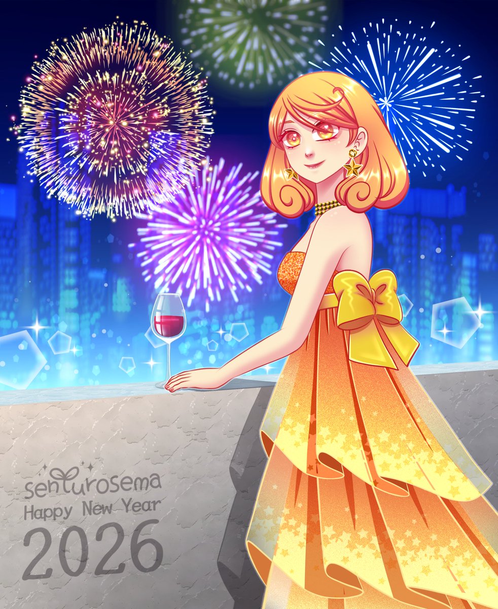 Happy New Year!! The character initially the OC I did for colour palette challenge. That is why her colour a bit different than my usual colour pallete. °+(*´∀｀)ｂ°+° #illustration #OC #NewYear2026