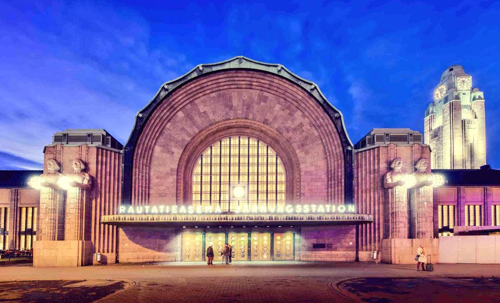The central railway station of Helsinki, Finland, was designed in 1904 by architect Eliel Saarinen in the Finnish Art Nouveau/National Romantic style. The building was finished (No pun intended) in 1919.