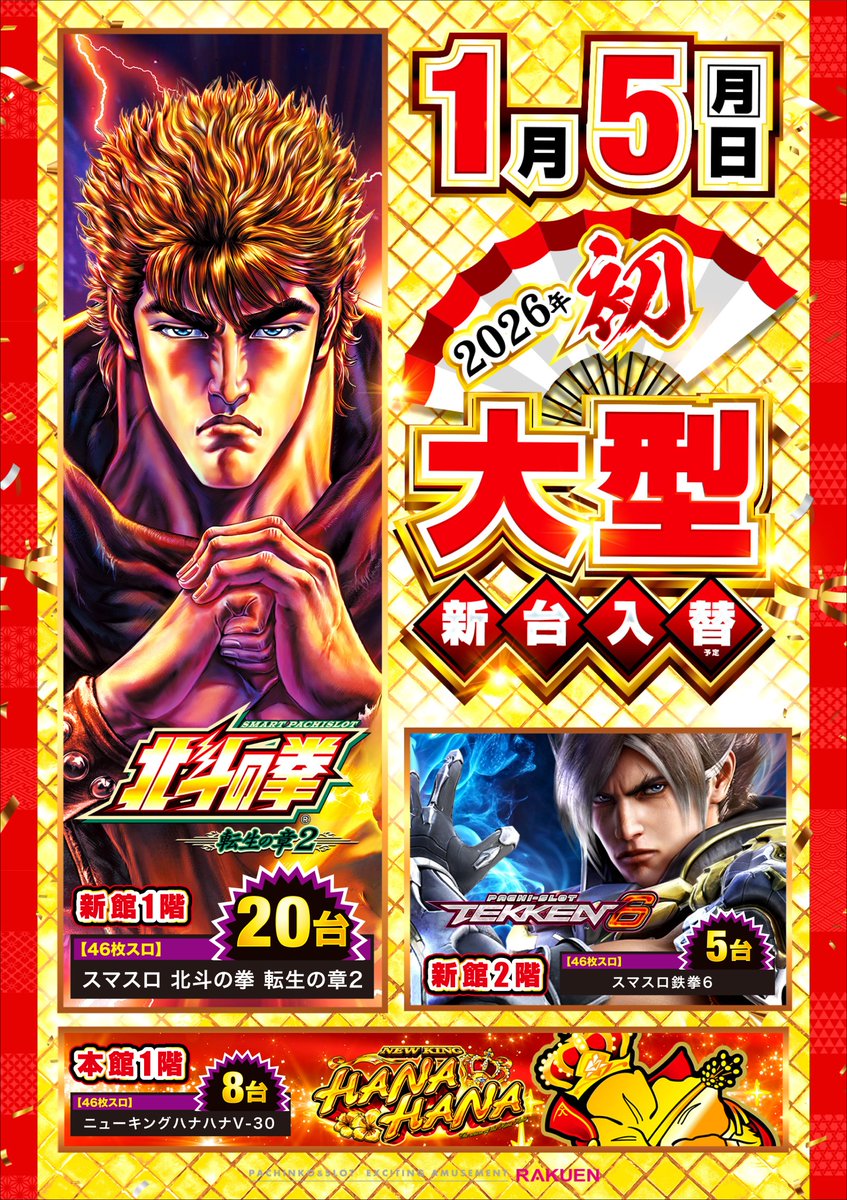 明日 1月5日 いよいよ 北斗シリーズ最新作 ”北斗転生”スマスロで復活