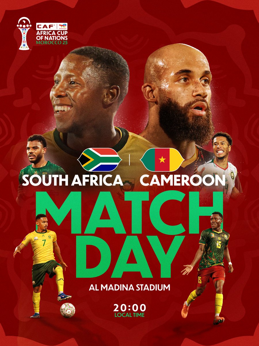 🇿🇦 South Africa 🆚 Cameroon 🇨🇲

Pressure on. Stakes high. Who delivers tonight?

#TotalEnergiesAFCON2025 | #WePlayDifferent