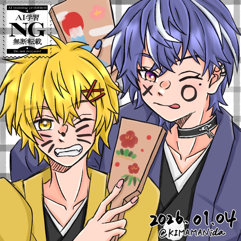 高生紳士 #SliPaint #藍黄色 2026年初描き藍黄色さん